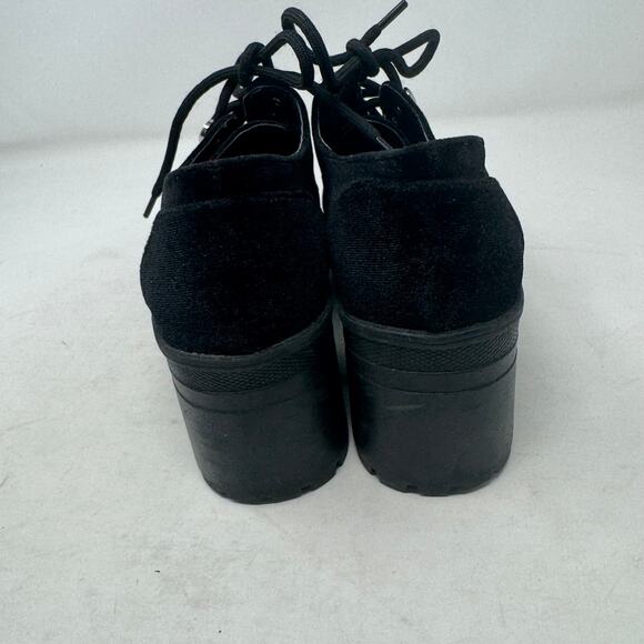 Urban Outfitters Black Velvet Lace-Up Chunky Platform Heels 90s Y2K Style Size 7 - Picture 7 of 14